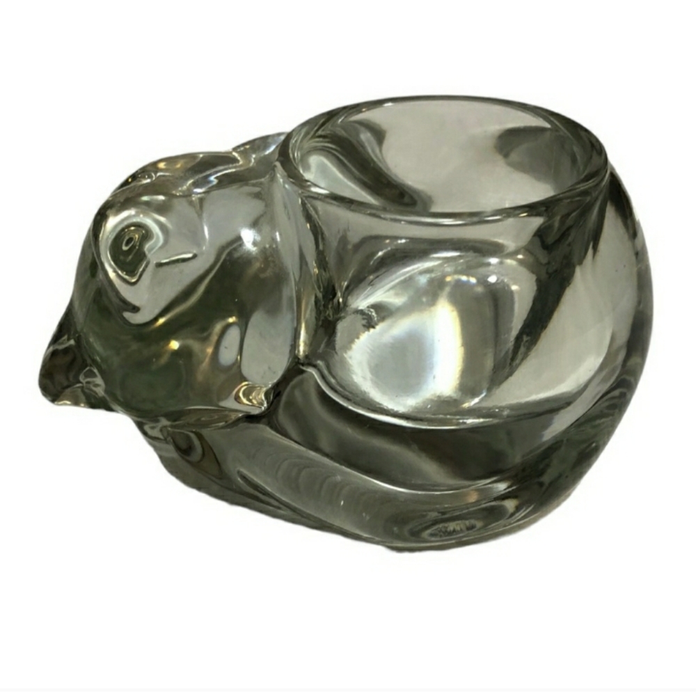 INDIANA GLASS Clear Glass Sleeping Cat Votive HolderIndiana Glass Company